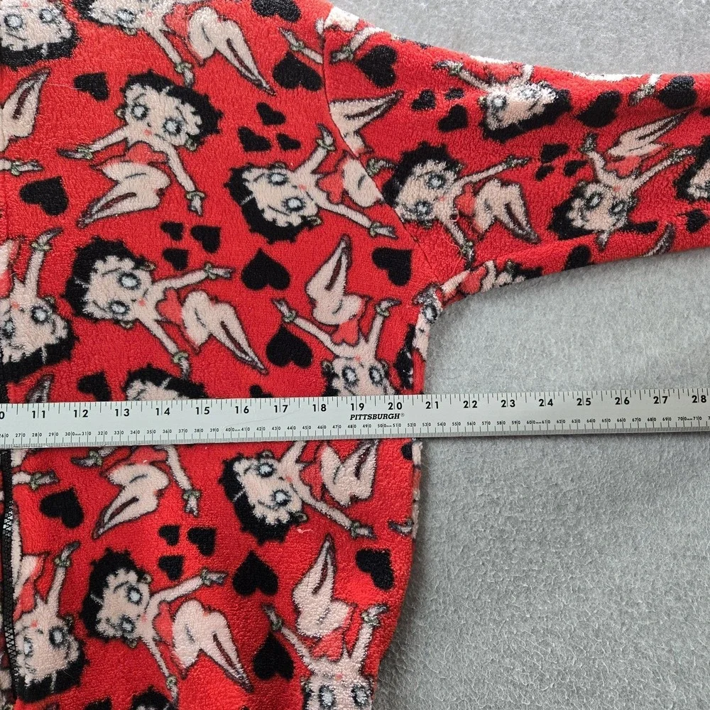 Betty Boop Women Sleepwear‎ L Red Graphic Fleece One Piece Pajama Jumpsuit